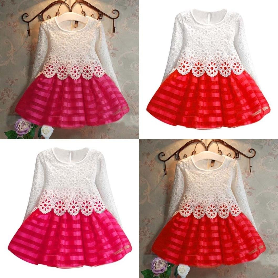 Day8 Fille 2 A 7 Ans Vetement Robe Princesse Mode Hiver Robe Soiree Fille Chic Ete Pas Cher Robe Enfant Fille Fashion Printemps Tutu Robe Bebe Fille Dentelle Manche Longue Vetements Fille
