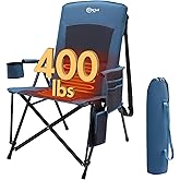 Portal Heated Camping Chairs for Adults Outdoor Sports Oversized Folding Lawn Chair with High Back, Heavy Duty 400 Lbs, Battery Not Included, Blue