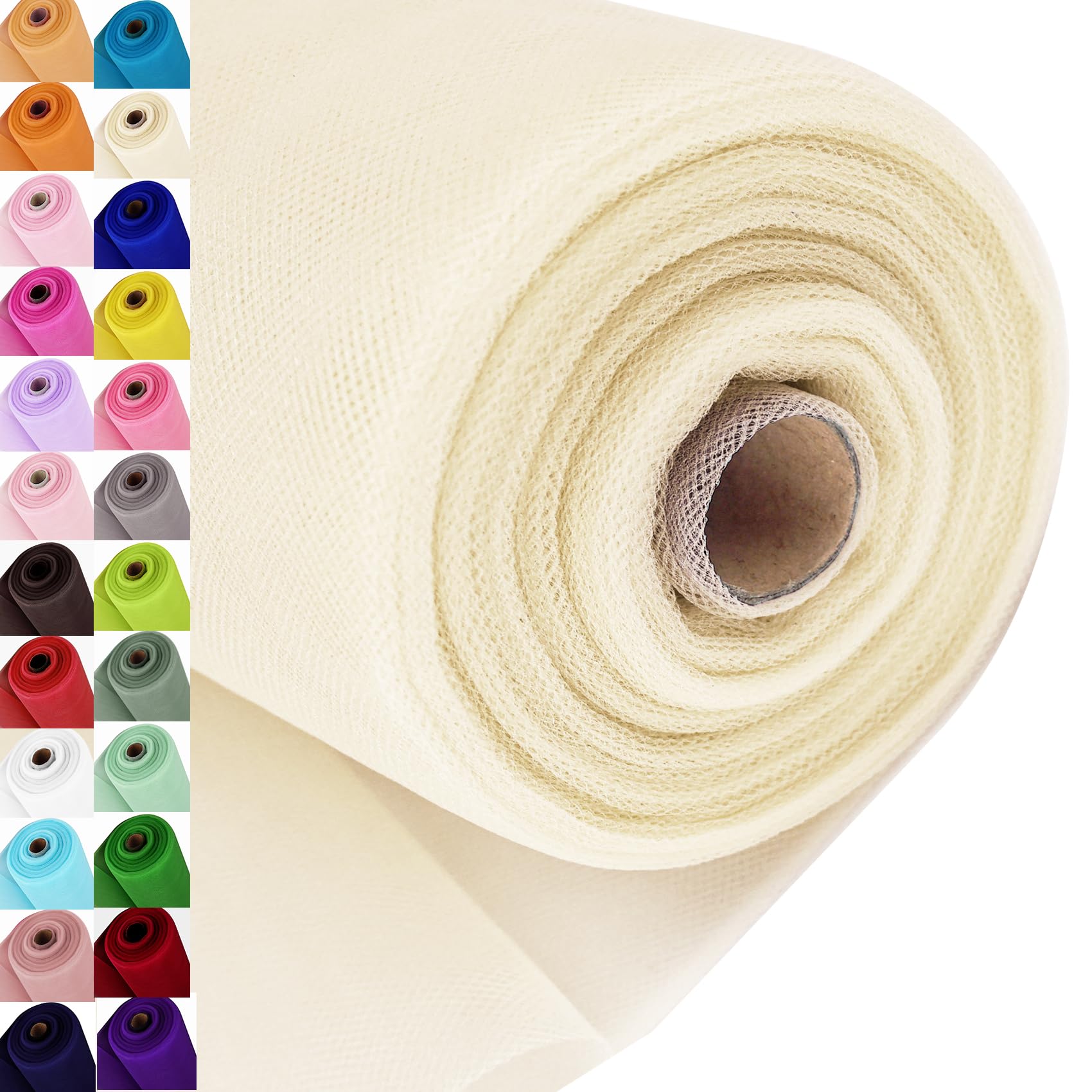 Ivory Tulle Fabric Roll Spool Bolt