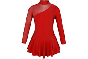 iiniim Girls' Roller Ice Figure Skating Dress Mock Turtleneck Sparkly Leotard Ballet Dance wear Outfit Costumes
