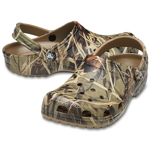 Crocs Unisex-Adult Classic Realtree Clog, Camo Shoes, Khaki, 13