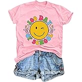 Teacher Shirts 100 Days of School Shirt Happy 100th Days T-Shirt for Women Student Teach Graphic Tee Gifts Tops Pink