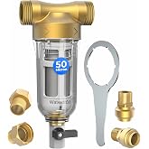 Waterdrop RPFK Spin Down Sediment Filter, 40-50 Micron, BPA Free | Backwash Whole House Water Filter System for Well Water, 1" MNPT + 3/4" FNPT + 3/4" MNPT, Traps Sand