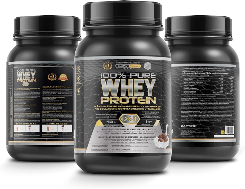 Whey Protein | Proteina Whey pura con Collagene + Magnesio | Migliora i tuoi allenamenti | Protegge e aumenta la massa muscolare | 1000g di proteina (Cioccolato)