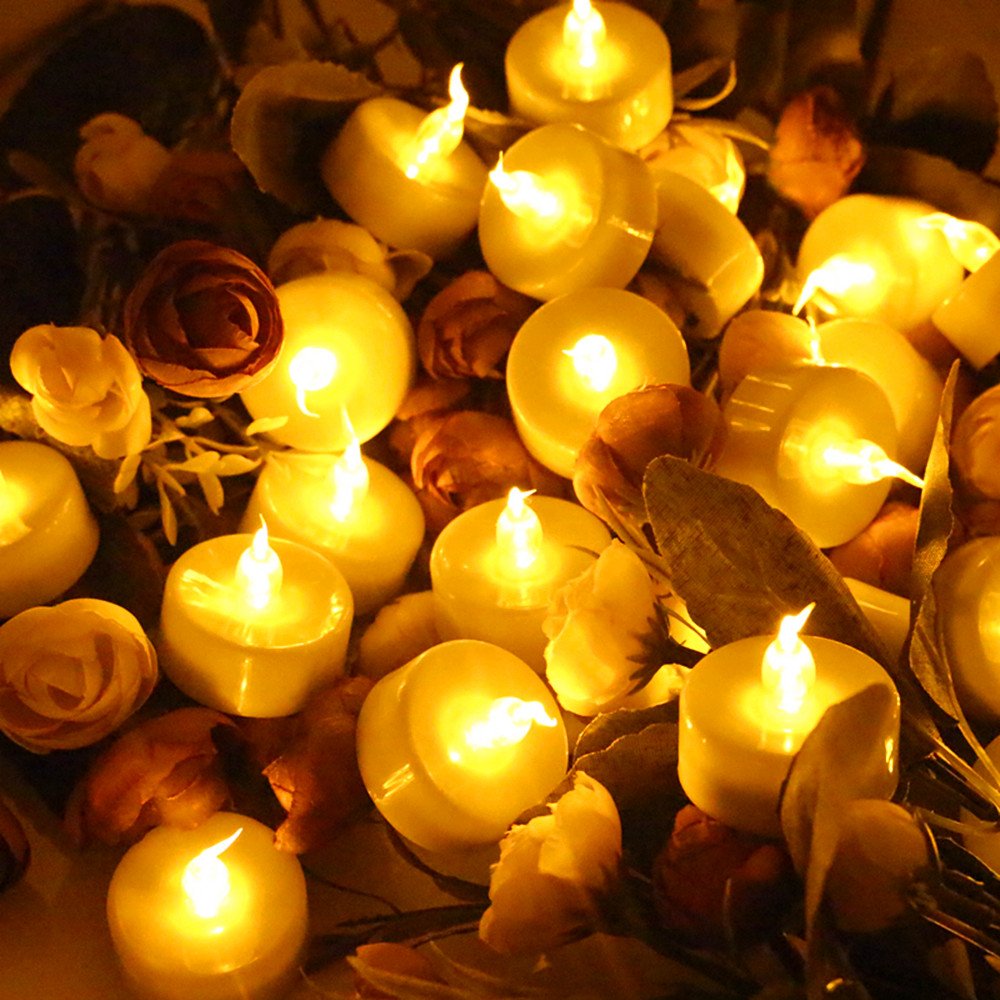 Topstone Tealight Candles with Flickering Amber Led Bulb and Timer,Remote Control,Electric Fake Candle Powered by High Capacity CR2450 Battery,Pack of 18