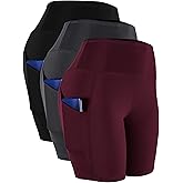 CADMUS Women's High Waist Spandex Yoga Shorts for Bike Running Two Side Pockets