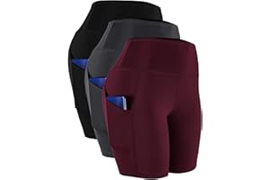 CADMUS Women's High Waist Spandex Yoga Shorts for Bike Running Two Side Pockets