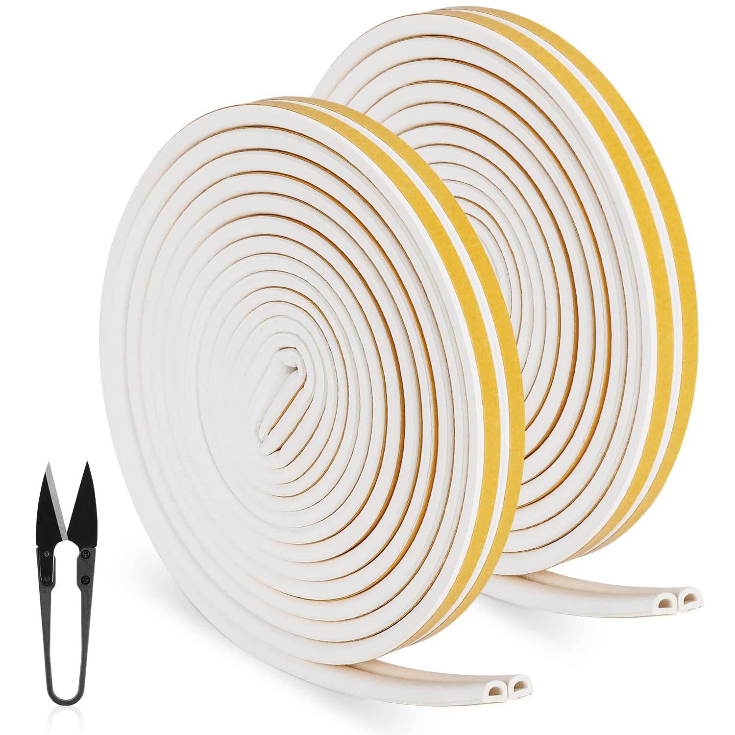 RATEL 16 m / 52.5 ft sealing tape for doors, door sealant, anti-collision sealing tape for window, with 1 pair of scissors, for blocking cracks and gaps (white)