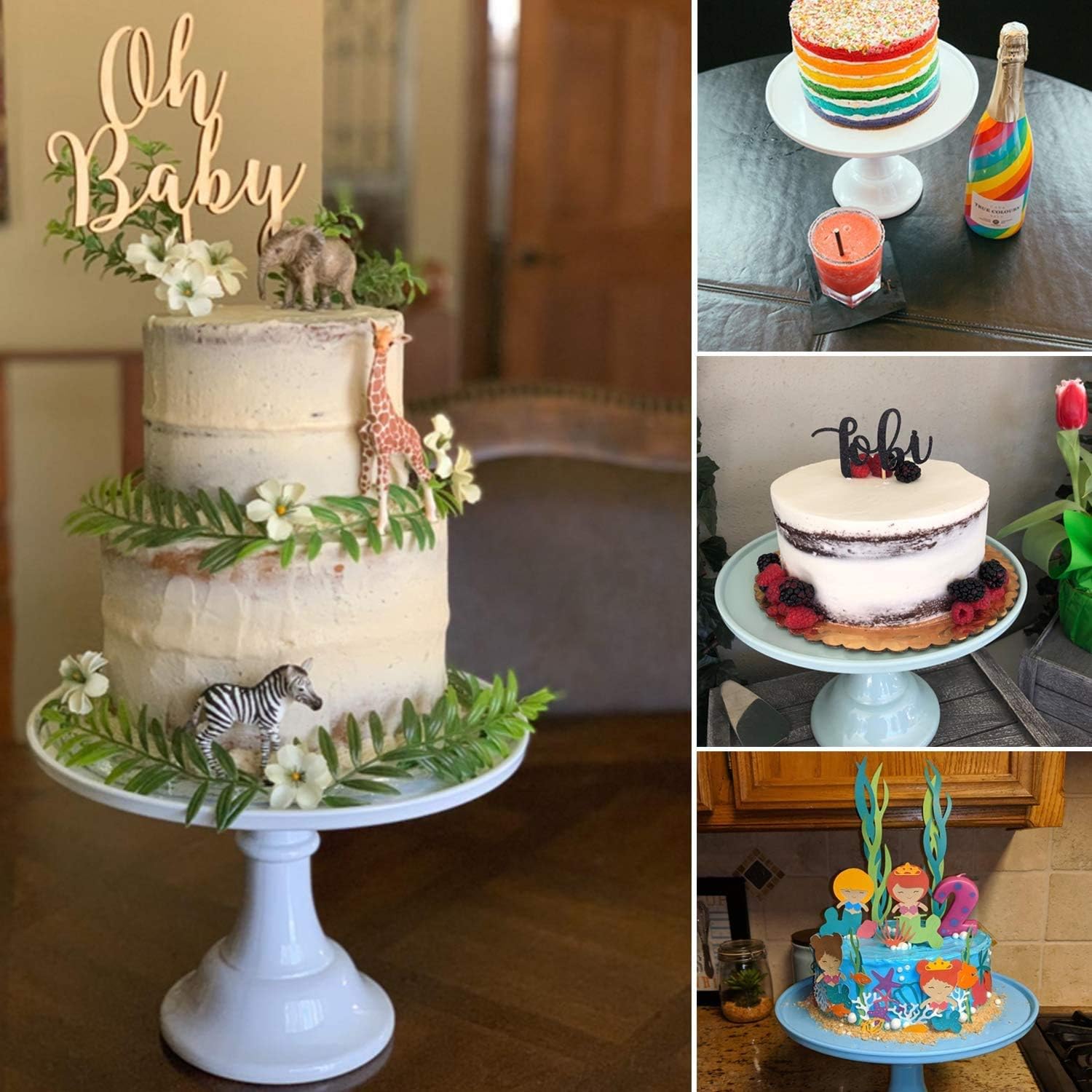 KLASKWARE Round Cake Stand White 11" Melamine Cake Display Stand Dessert Cupcake Display Tray Pie Stand for Holiday,Graduation,Wedding,Birthday,Party,Baby Shower,Anniversary,Ceremony,Christmas: Home & Kitchen