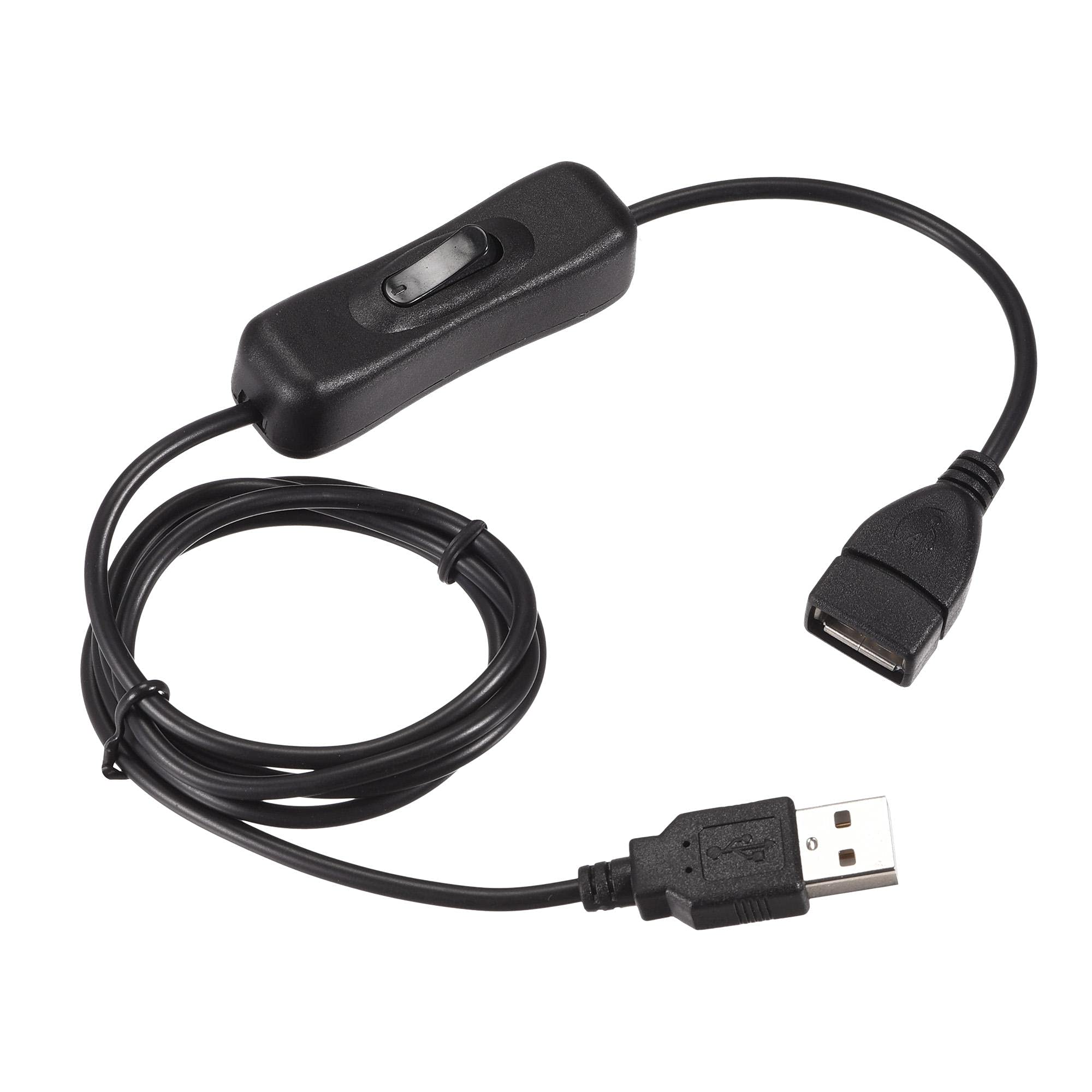 sourcing map USB Cable with ON/Off Switch, USB Male to Female Extension Cord 1M Black, for LED Desk Lamp LED Strip