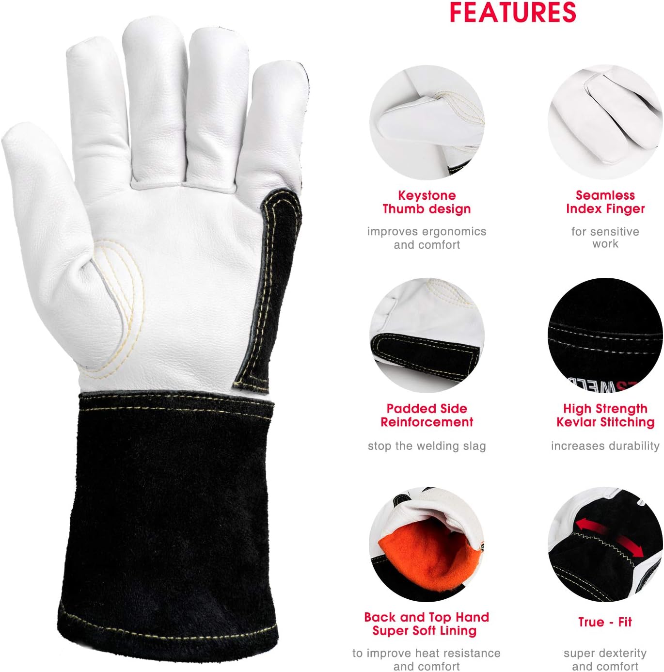 YESWELDER Premium Goatskin TIG Welding Gloves | Top Grain Leather | High Dexterity | True - Fit-Large: Home Improvement