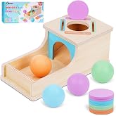 FCSONU Toddler Montessori Object Permanence Box Toys for 1 2 3 Year Old Kid | Ball Drop Toys|Coin Box Toys, Learning Sorting Sensory Toys, Easter Christmas 1st Birthday Gifts 12M-18M Months Boys Girls