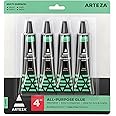 ARTEZA All-Purpose Craft Glue, 4-Pack, Fast-Drying Clear Glue for Crafts, Ideal for Wood, Fabric, Plastic, Glass, Metal, Ceramic, Jewelry, Model, Paper, Fabric Fusion and No Sew Projects