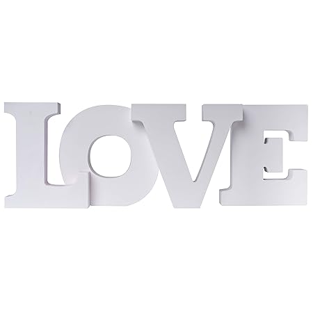 elbmöbel Love Home Schriftzug Buchstaben shabby-chic aus Holz Dekobuchstaben weiß Schild Schrift (Love)