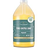 WHOLENATURALS Pure Castile Soap Liquid, EWG Verified & Certified Palm Oil Free Unscented, Natural, Mild & Gentle Non-gmo & Vegan - Organic Body Wash, Laundry, Pet/Dog and Baby Soap - 64 Fl Oz