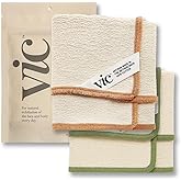VIC Deep Exfoliating Face & Body Washcloth | Premium Organic Cotton | Intensive Skin-Renewing Texture | Artisan Made in The Netherlands | 14” x 17”, 2-Pack