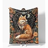 Fox Blanket Warm Plush Fox Flannel Throw Blanket Super Soft Fleece Cozy Fuzzy Foxes Stuffed Animal Blanket Gifts for Kids Teens Adults Room Decor 40"X50"
