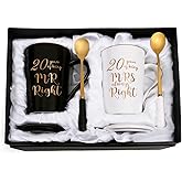 YHRJWN 20 Year Anniversary Presents, 20th Anniversary Presents for Couple Parents, 20th Wedding Anniversary Presents, 20th Mr & Mrs Always Right Coffee Mugs, 14 Oz with Coasters, Spoons and Gift Box