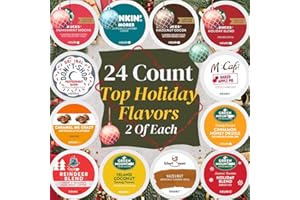 BREWANA Top Holiday Blends K-cups Sampler, Includes Peppermint Mocha, Holiday Blend, Smores, Reindeer, Island Coconut, Baked Apple Pie, Peppermint Bark, Caramel Me Crazy, Hazlnut Cocoa, (Great For Gifting)