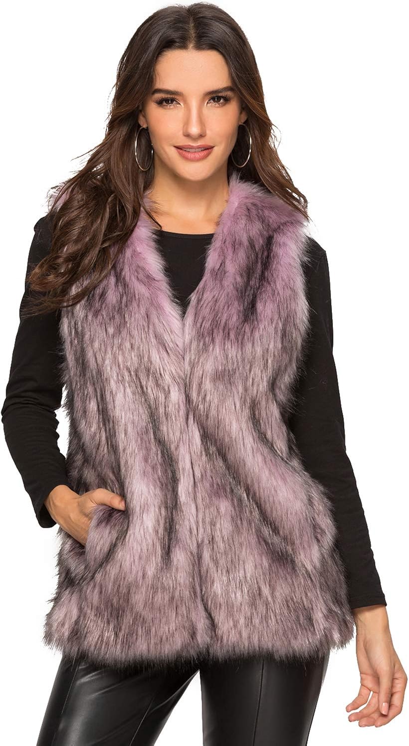 Escalier Women's Faux Fur Vest Waistcoat Sleeveless Jacket at  Women's Coats Shop