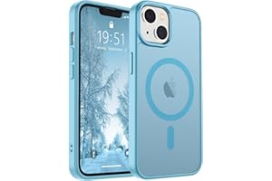 SUPFINE Magnetic for iPhone 14 Case & iPhone 13 Case(Compatible with MagSafe)(Military Grade Drop Protection) Slim Translucent Shockproof Phone Cover,Light Blue