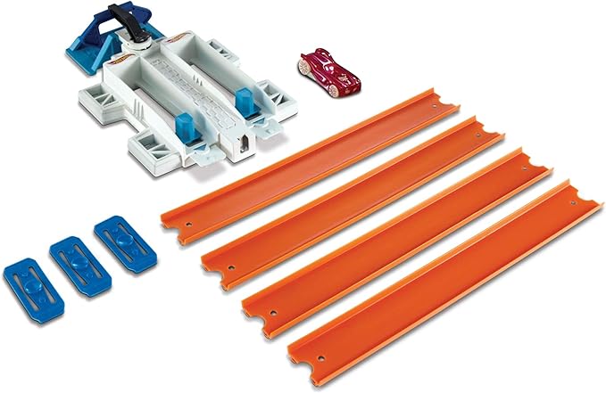 hot wheels track builder display launcher with 2 vehicles