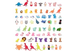 CLOCK KING 72Pcs 3D Animal Erasers for Kids, All are Animal Styles, Random Desktop Pets Toys Gifts, Mini Puzzle Classroom Rewards, Kids Party Favors Back to School Supplies