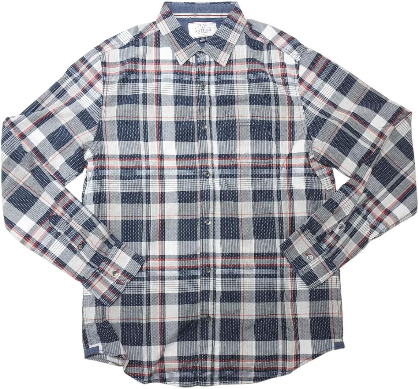 Flag & Anthem LLC Mens Size Medium Long Sleeve ButtonDown Shirt, Red/White/Blue at Amazon Men’s