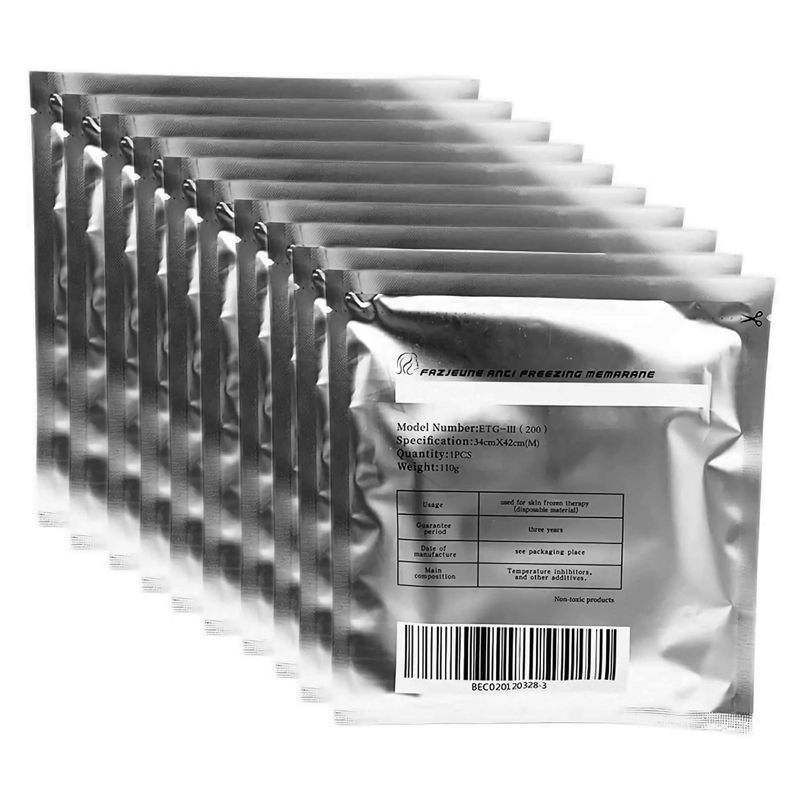 Lazzybeauty Antifreeze Membrane Large Size, Medical-Grade Fat Freeze Cryo Pads for Cryolipolysis Devices, 34x42cm, 110g, 10-Pack