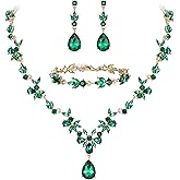 BriLove Wedding Jewelry Set for Women Bride, Y-Necklace Tennis Bracelet Dangle Earrings Crystal Teardrop Marquise Cluster for Bridal Bridesmaid