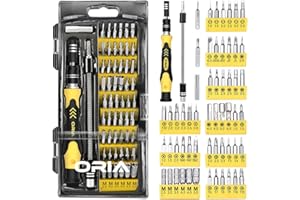 ORIA Precision Screwdriver Kit, 60 in 1 with 56 Bits Screwdriver Set, Magnetic Driver Kit with Flexible Shaft, Extension Rod for Mobile Phone, Smartphone, Game Console, Tablet, PC, Yellow