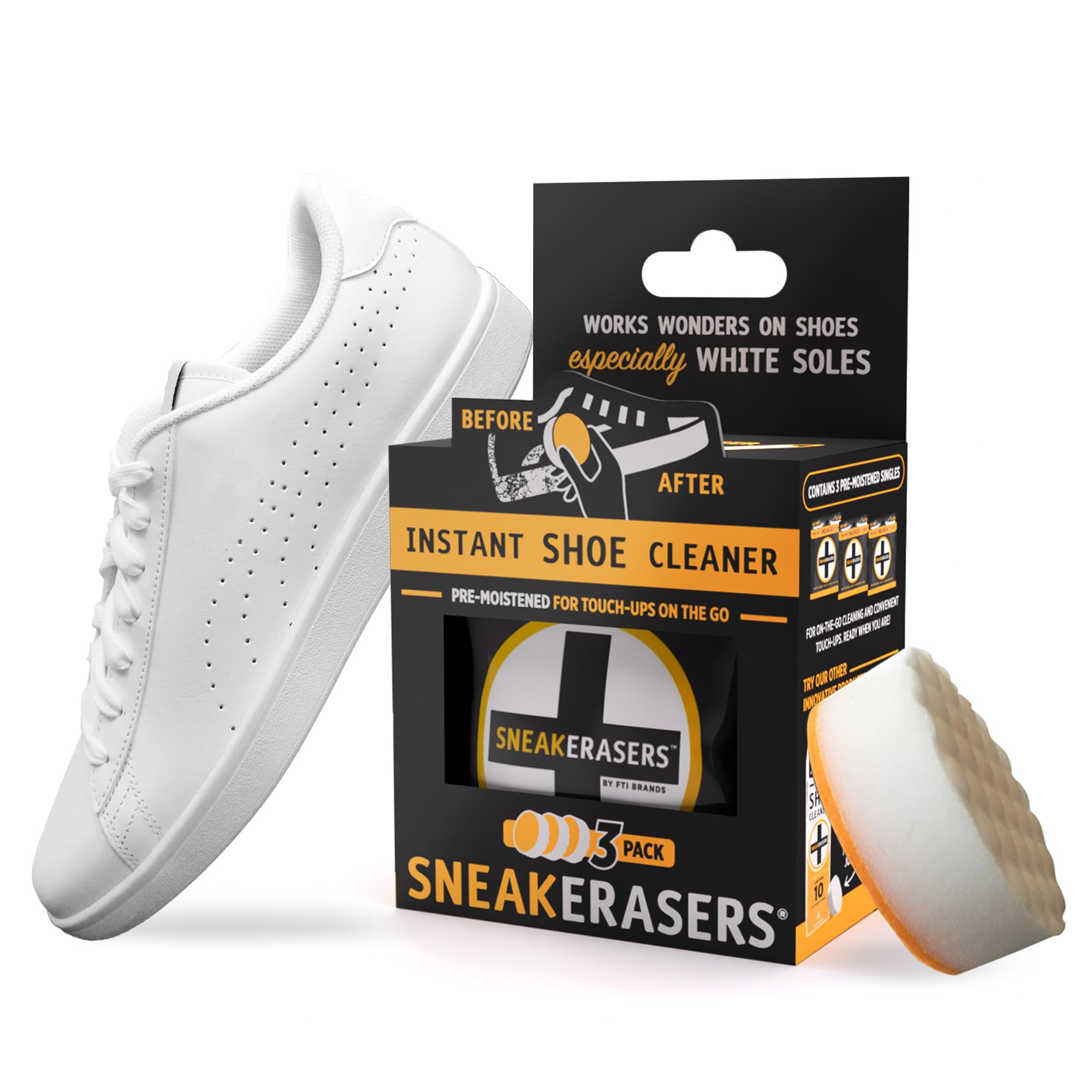 SneakERASERS Instant Sneaker Cleaner Sponge, Effective Shoe Cleaning for White Sneakers, Tennis Shoes -