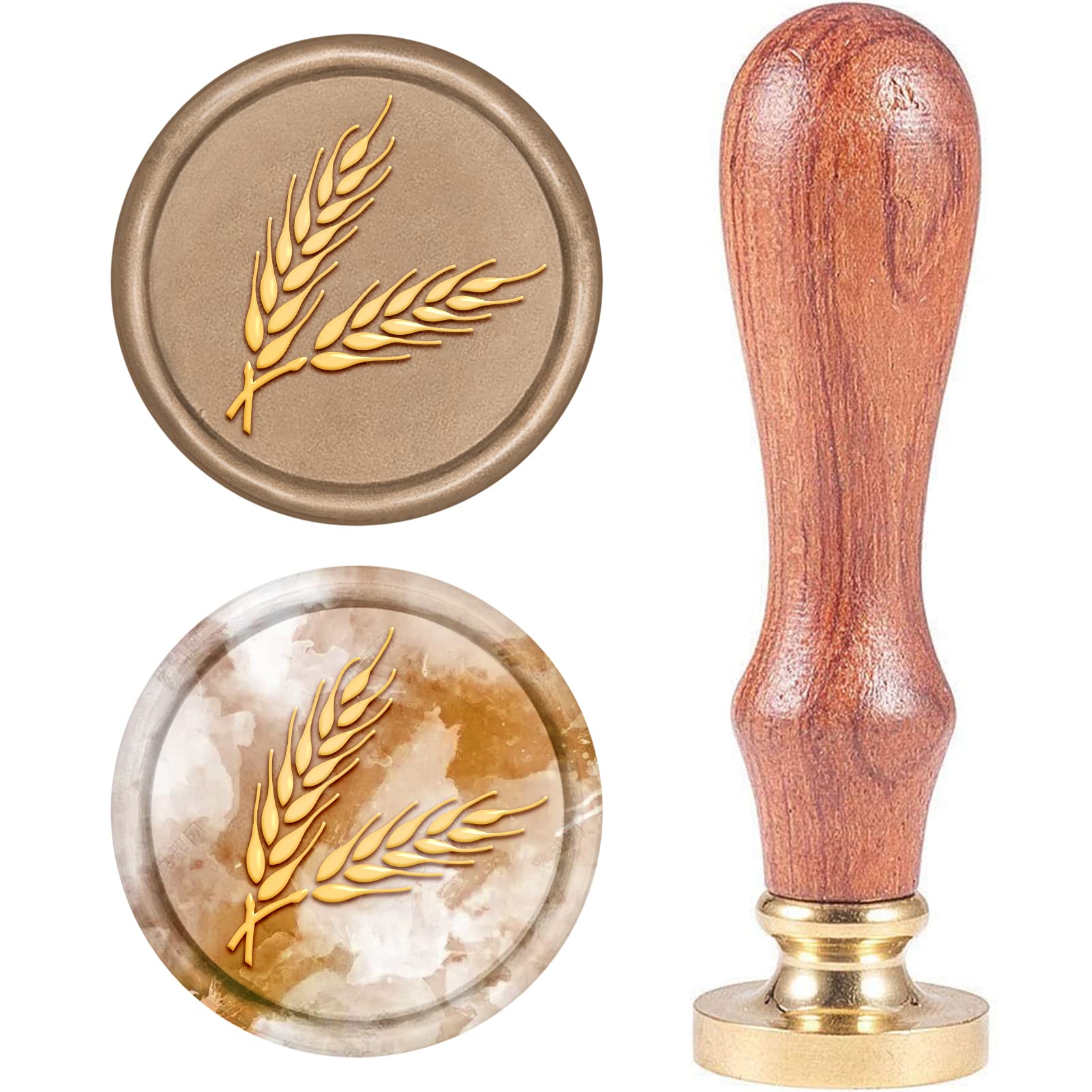 CRASPIRE Wax Seal Stamp, Wax Sealing Stamps Ear of Wheat Vintage Wax Seal Stamp Retro Wood Stamp Removable Brass Seal Wood Handle for Wedding Invitations Embellishment Bottle Decoration Gift Packing