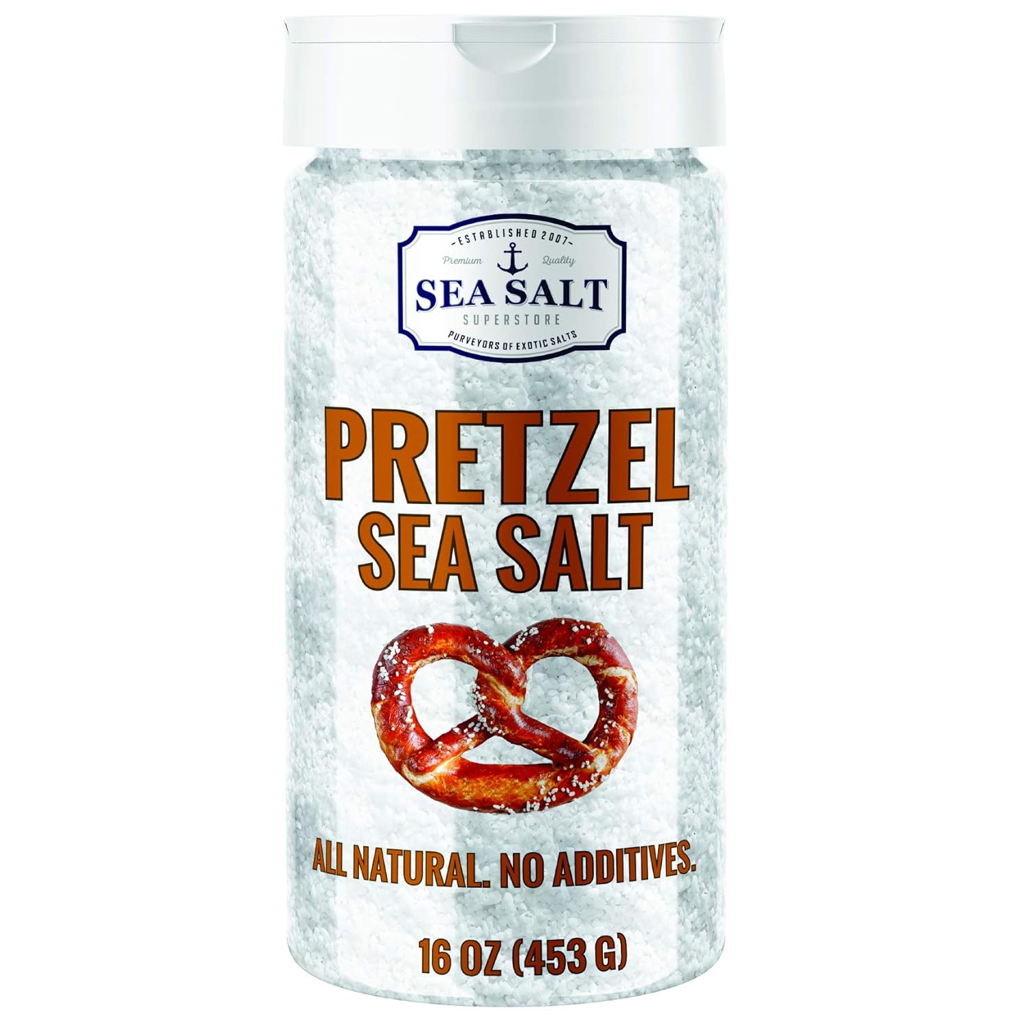 Pretzel Sea Salt - Premium All Natural Coarse Food Grade Topping for Pretzels, Bagels & Breads - No Additives by Sea Salt Superstore