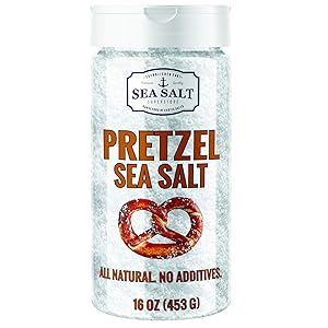 Pretzel Sea Salt - Premium All Natural Coarse Food Grade Topping for Pretzels, Bagels & Breads - No Additives by Sea Salt Superstore