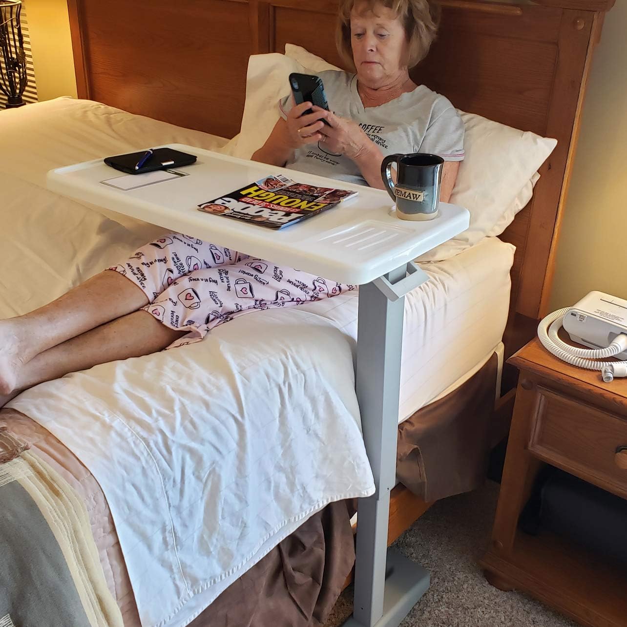 Carex Overbed Table and Hospital Bed Table - Table With Wheels - Over The Bed Table For Home Use and Hospital: Health & Personal Care