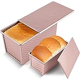 Pavsrmy 2 Pack Pullman Loaf Pan with Lid, 1 lb/0.5 lb Dough Capacity, Premium Non-Stick Sandwich Bread Loaf Pan with Lid, Car