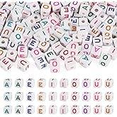 Magibeads 150Pcs Letter Acrylic Beads Square with A E I O U Capital Letters Alphabet Cube Bead DIY Jewelry Making Friendship Bracelet Necklace Earring Keychain Crafts Home Decor Accessories 10x9.5x9mm