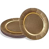 Silver Spoons Gold with Glitz Design Charger Disposable Paper Plates - 13" (Pack of 10) - Perfect for Weddings, Parties & Special Occasions