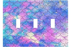 Yamxbfa Ocean Pastel Retro Mermaid Core 3 Gang Light Switch Covers Triple Toggle Wall Plate Decorative Switchplate Electrical Faceplate for Nursery Kidsroom Bedroom Decor