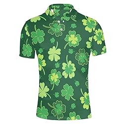 HUGS IDEA Green Clovers Polo Shirts for Men