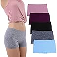 Ruxia Women's Seamless Boyshort Panties Nylon Spandex Underwear Stretch Boxer Briefs Pack of 5