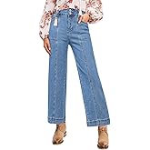 Astylish Womens High Waisted Wide Leg Jeans Cropped Straight Leg Denim Pants