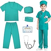 RioRand Doctor Costume for Kids,Toddler Nurse Scrubs with Accessories Christmas Dress Up Cosplay For Boys Girls 3-12 Years