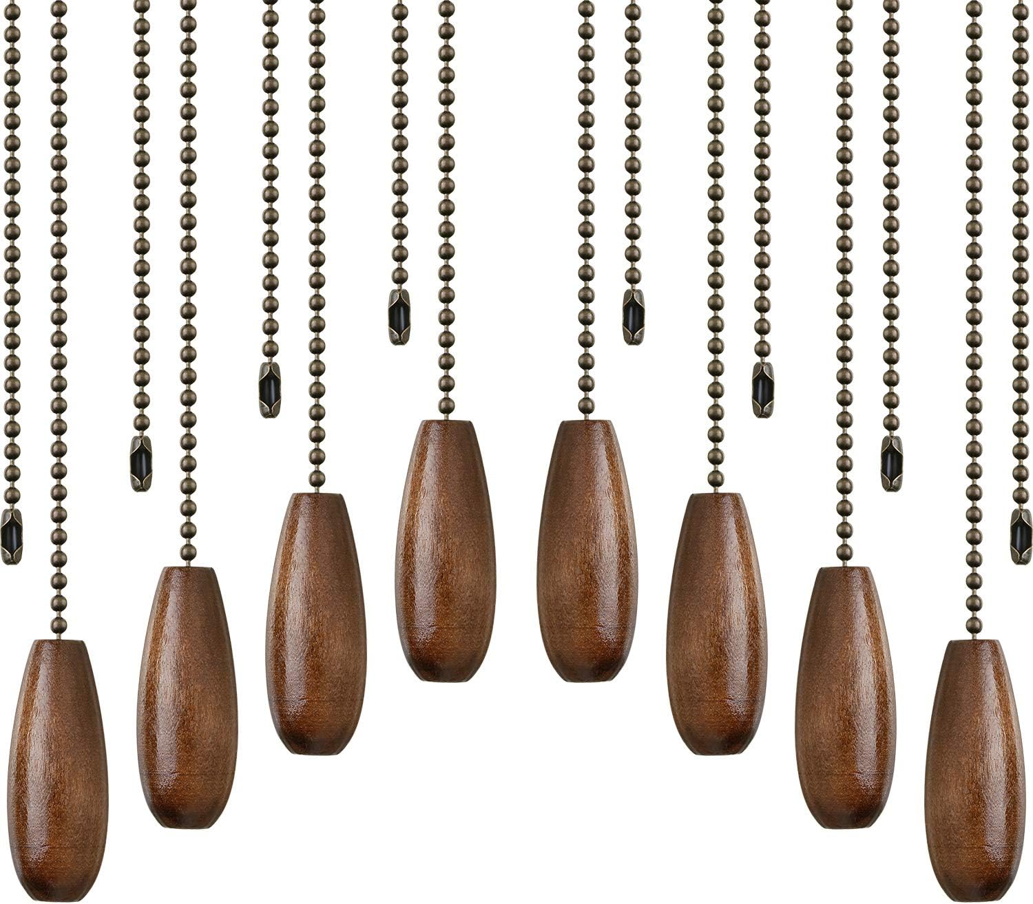 8 Pieces Ceiling Fan Pull Chains Wooden Pendant Pull Chain Extension for Ceiling Light Lamp Fan Chain (Walnut Color) - - 