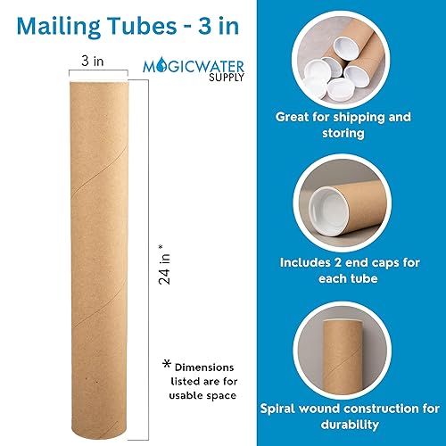 MagicWater Supply 3 In X 24 In White Mailing Tubes With Caps (2 Pack