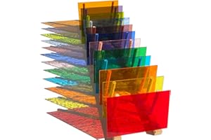 PALJOLLY 12 Sheets Transparent Stained Glass Sheet Variety Pack, 4 x 6 inch Cathedral Art Glass Mosaic Tiles for Crafts, Stained Glass Supplies for Projects and Mosaic Work
