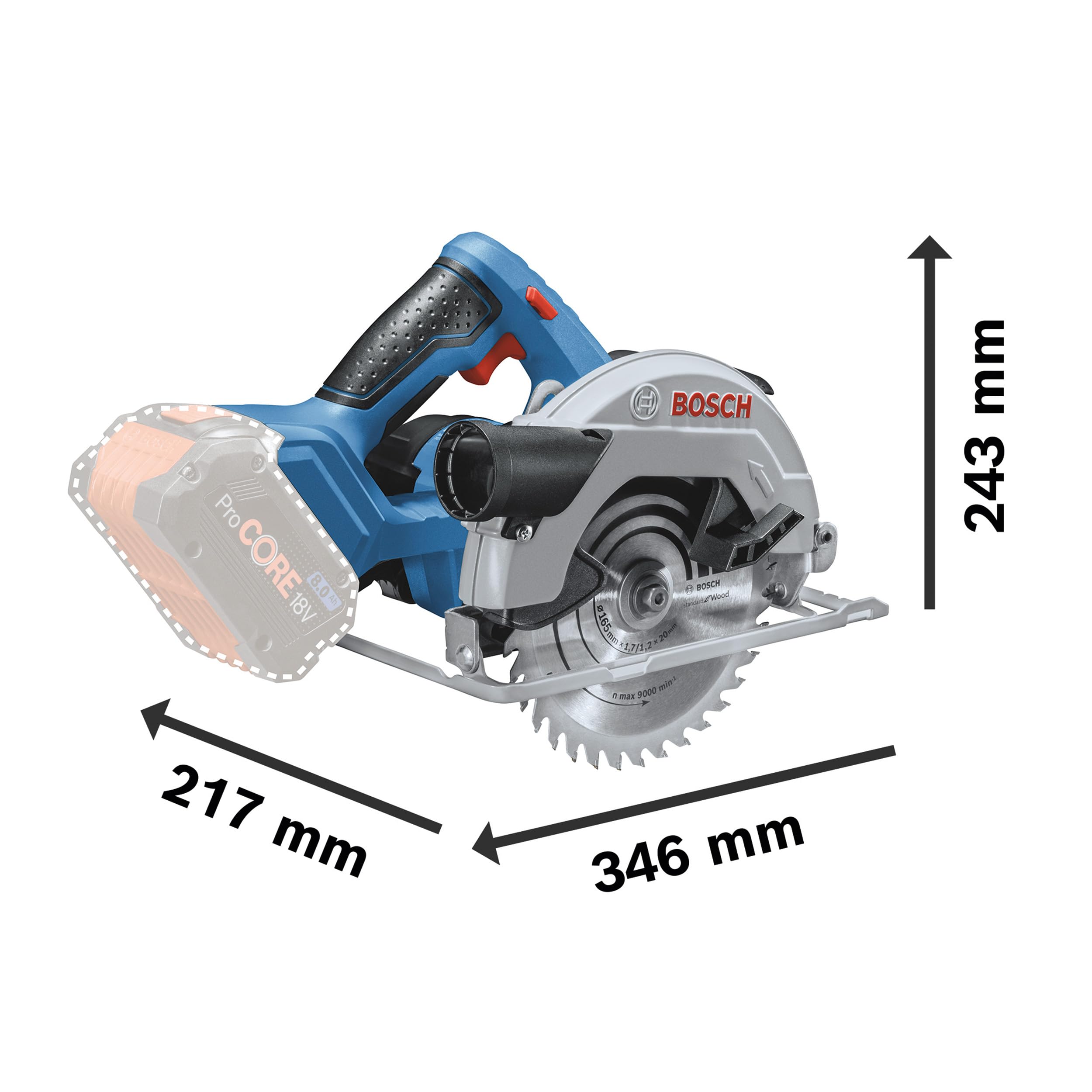 Bosch Professional 18V System Akku Kreissäge GKS 18V-57 G (Sägeblatt-Ø: 165mm, Schnitttiefe: 57 mm, inkl. L-BOXX, ohne Akku/ Ladegerät) 5