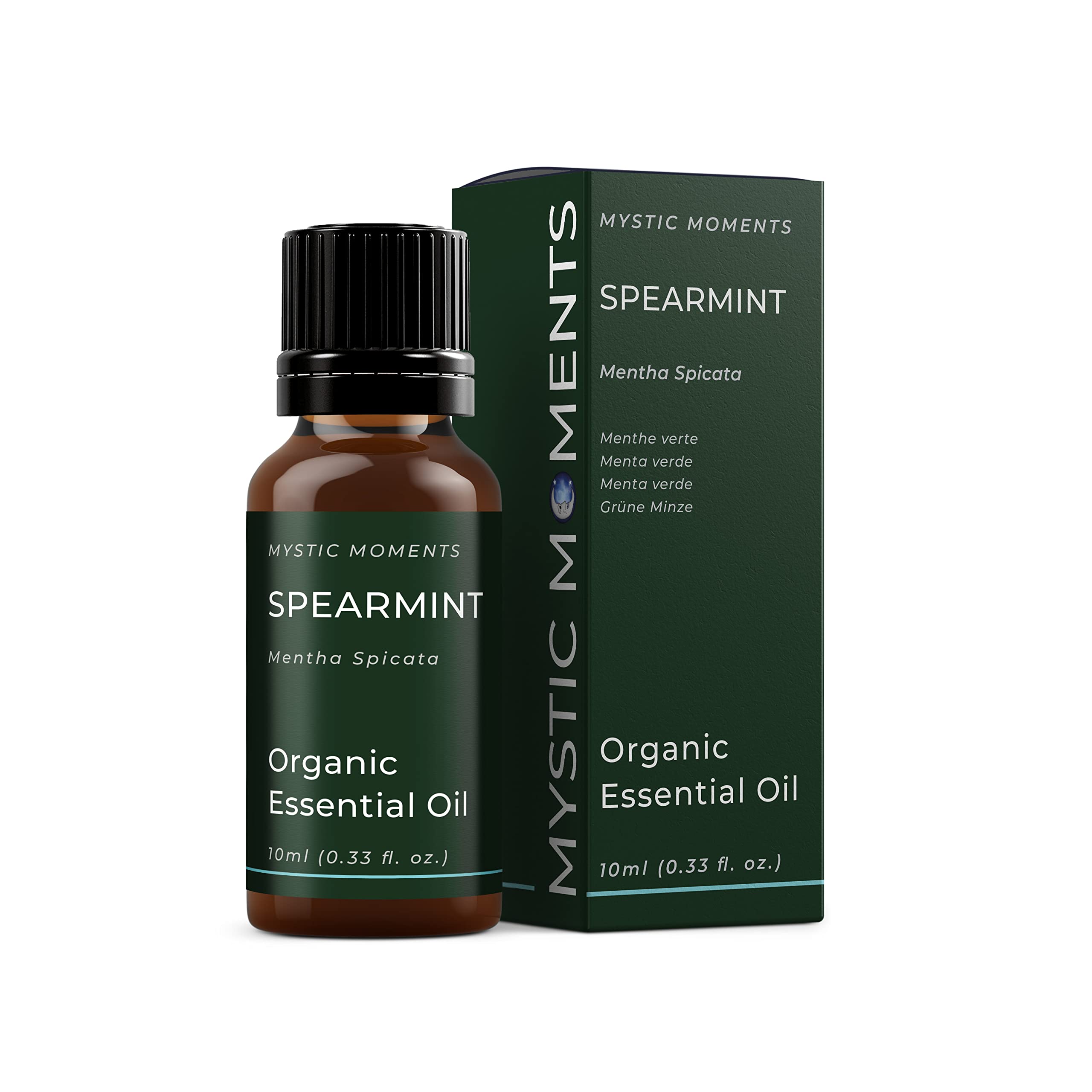 Mystic Moments | Organic Spearmint Essential Oil (Mentha spicata) 10ml | Sweet Fresh Mint Aroma | Refreshing Home Ambience | Aromatherapy & DIY Blends