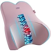 Skechers Air-Cooled & Memory Foam Lumbar Pillow,Lumbar Support Pillow for Office,Chair Lower Back Pain Relief Lumbar Pillow,Ergonomic Design Back Support Pillow for Office Chair,Car,Home,Travel,Pink